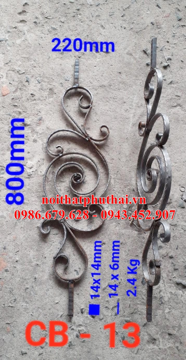 Cụm hoa trang trí sắt lập là 15x5 theo mẫu số 7