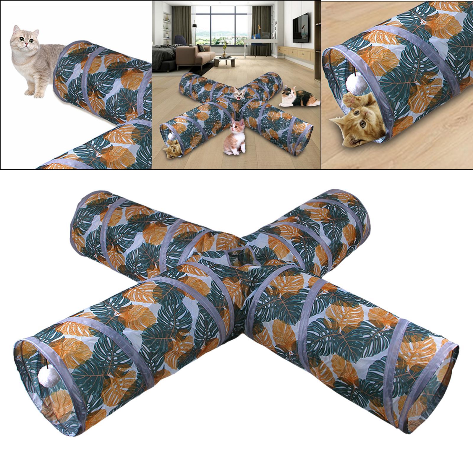Cat Tunnel Collapsible Pet Interactive Toy Kitten with Ball for Indoor