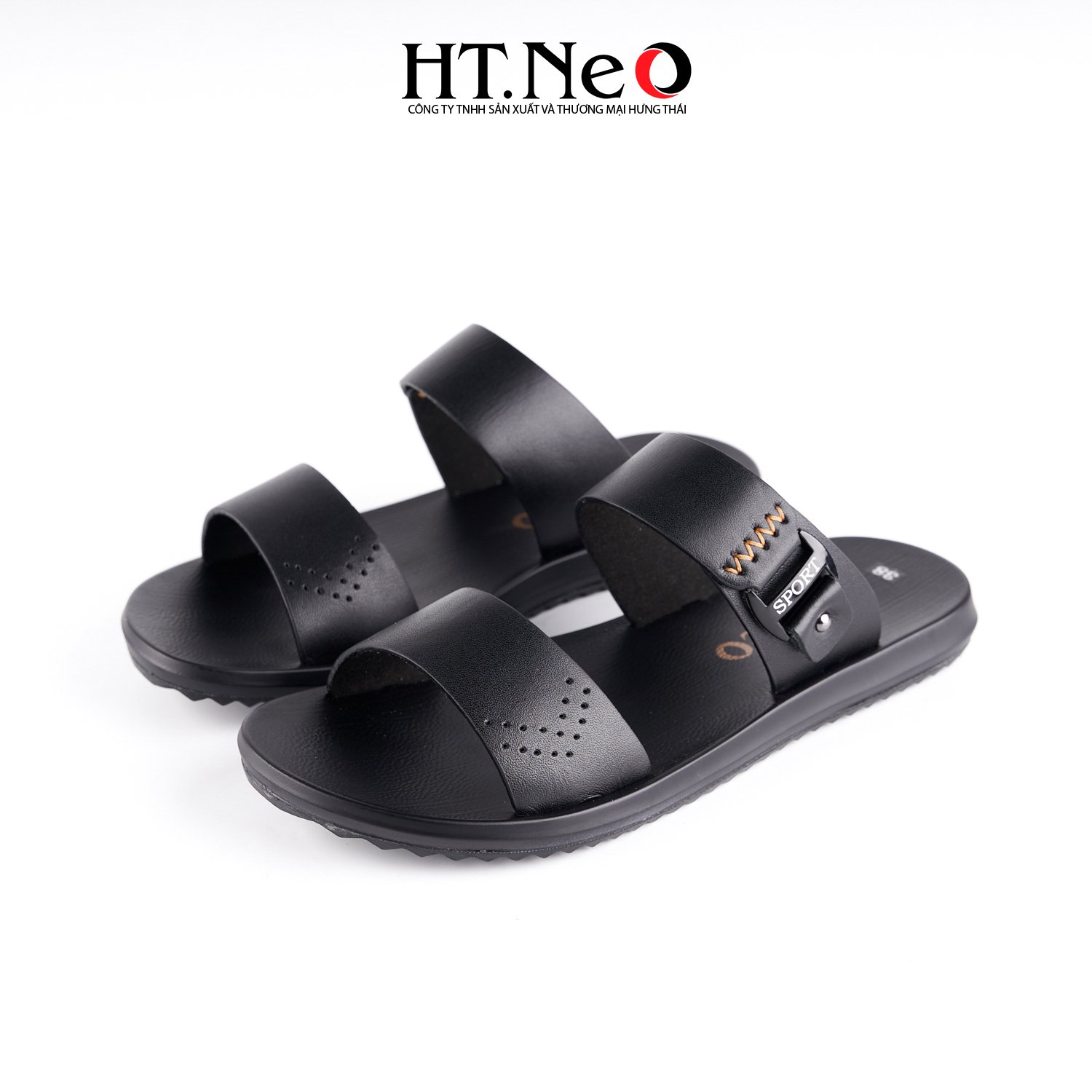 Dép Sandal Nam,dép quai ngang da bò thật cao cấp HT.NeO đế kếp hàng đế khâu SD162