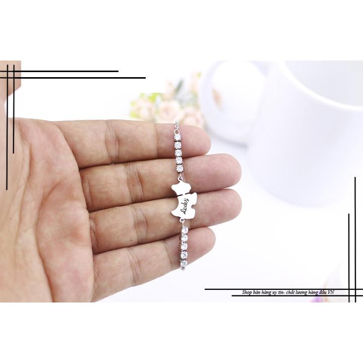 Lắc tay inox nữ kèm phụ kiện cún con Lucky thời trang thép không gỉ- LTQC14