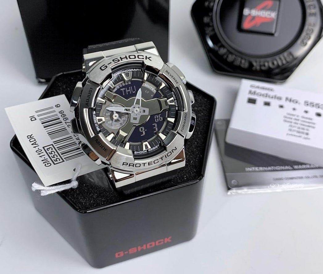 Đồng Hồ Nam Casio G-Shock GM-110-1ADR Chính Hãng | G-Shock GM-110-1ADR Silver Metal Dây Nhựa