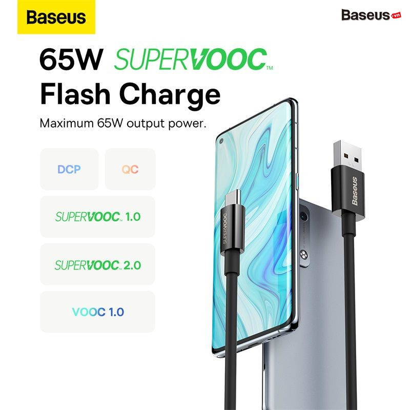 Cáp Sạc Siêu Nhanh Baseus Superior Series (SUPERVOOC) USB to Type-C 65W - HÀNG CHÍNH HÃNG