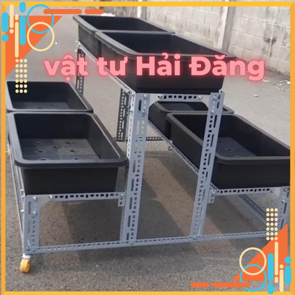 khung kệ sắt v lỗ đa năng trồng rau sạch( 6 khay 65x42 ),kế sắt trồng rau thông minh,đa năng,có bánh xe,bánh xe ráp kệ