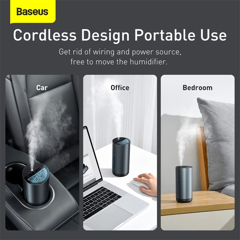 Máy phun sương tạo ẩm, khuếch tán tinh dầu  Baseus Water Window Digital Display Car Humidifier - Hàng Chính Hãng