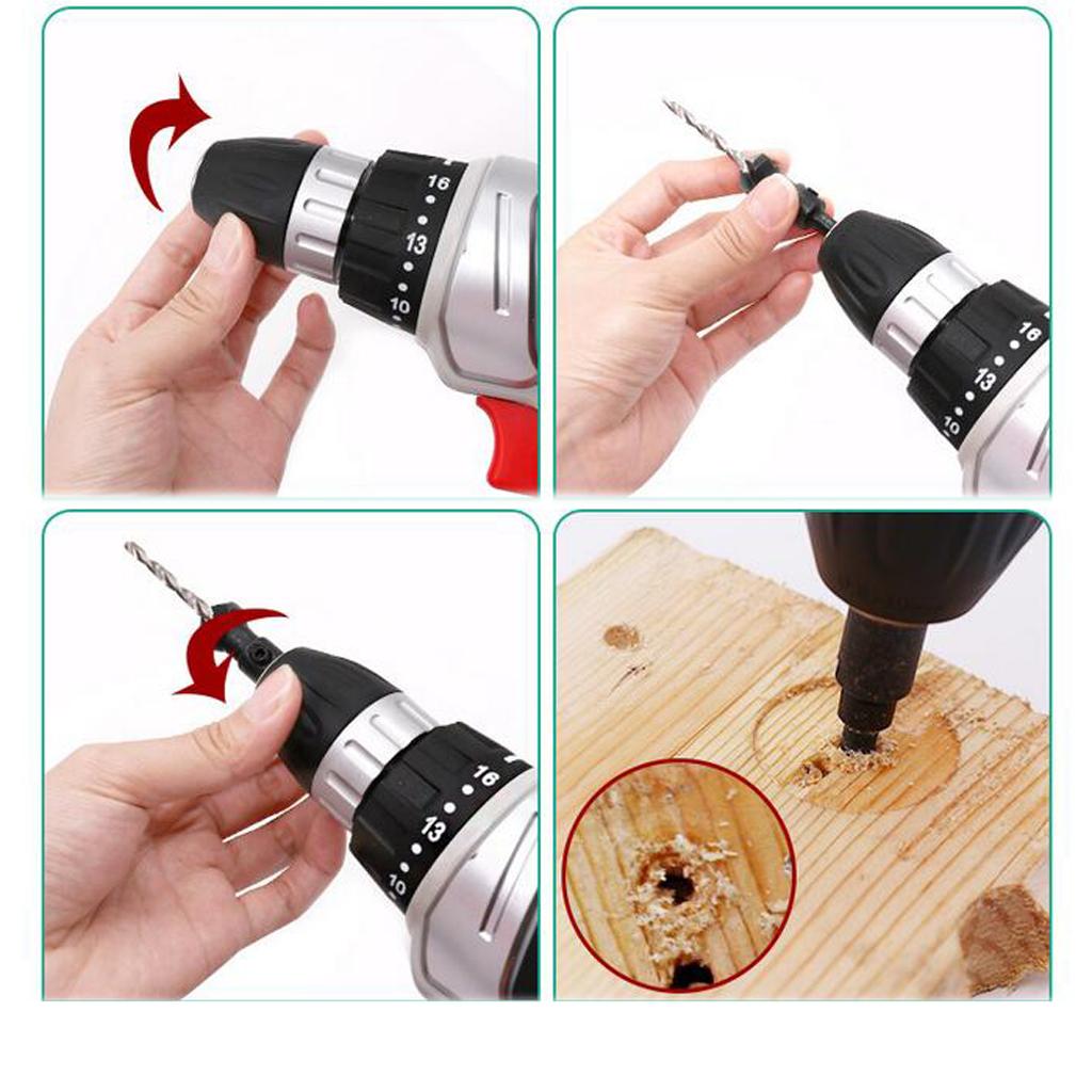 4x HSS Titanium Coated Countersink Drill Bit Set Quick Change Hex Shank Screw #6#8#10#12