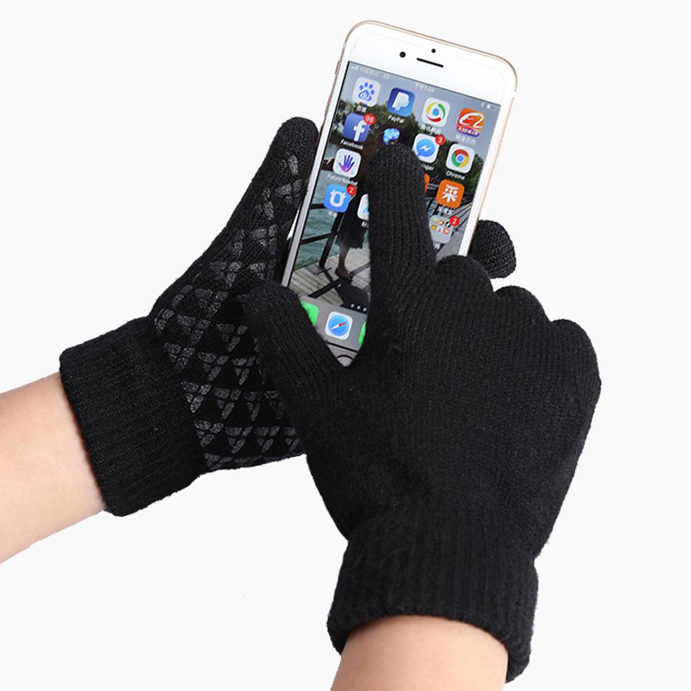 Găng tay nhiệt dệt kim Touch Màn hình đầy đủ Găng tay đàn ông Phụ nữ Găng tay ấm Găng tay chống trượt găng tay dày cho thể thao ngoài trời Color: Brown