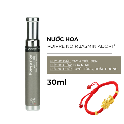 Nước Hoa Nam Adopt' Poivre Noir Jasmin 30ML Hương Thơm Ngọt Ngào Tươi Mát, Tặng Kèm Vòng Tay May Mắn