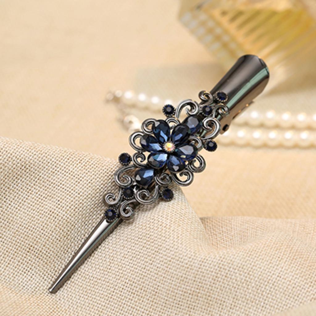5Pack Fashion Hair Styling Tools Plated Rhinestone Hair Clip Duckbill Clips