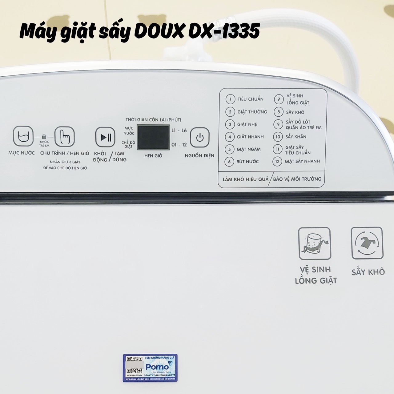 MÁY GIẶT SẤY MINI DOUX 12 CHỨC NĂNG LUX DX-1335 BẢN NÂNG CẤP 2023 CÓ CHỨC NĂNG SẤY HÀNG CHÍNH HÃNG