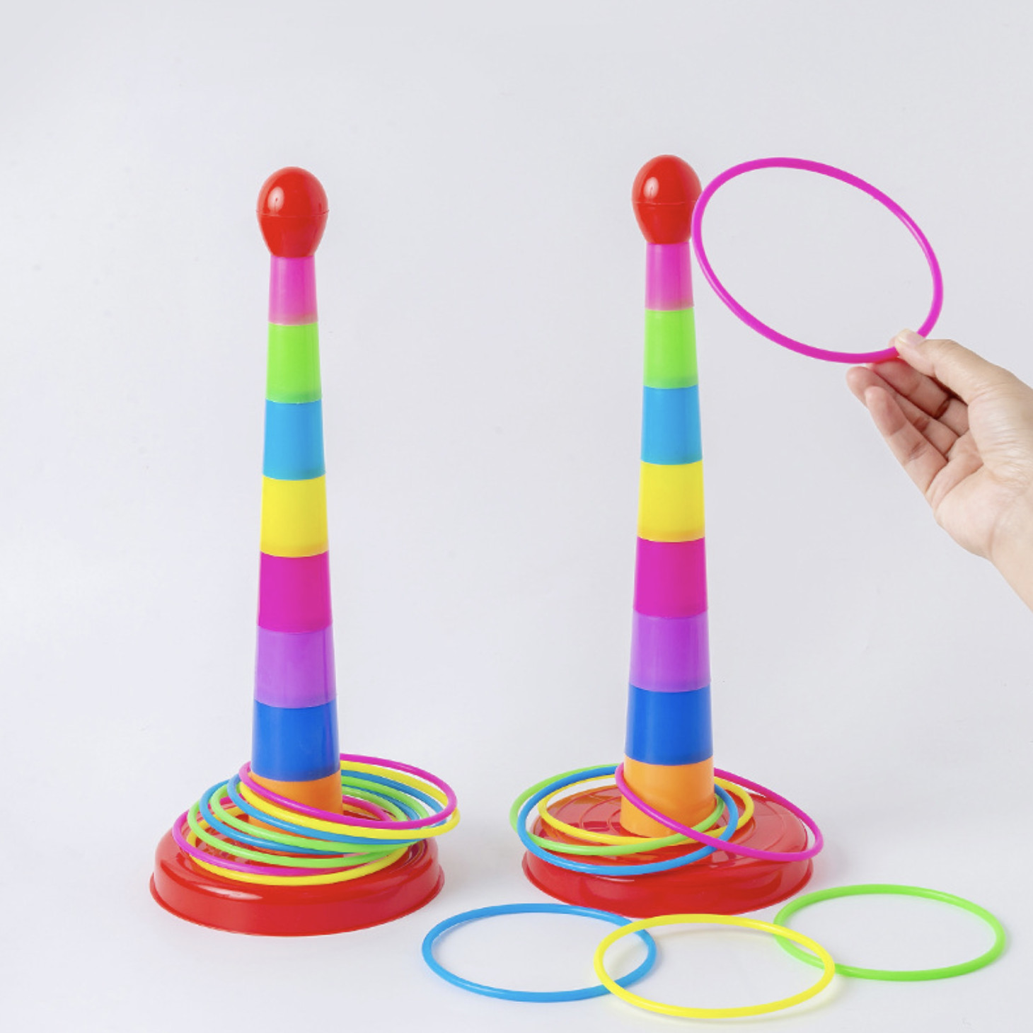 Bộ đồ chơi lắp ghép tháp ném vòng độc đáo - Đồ chơi vận động cho trẻ