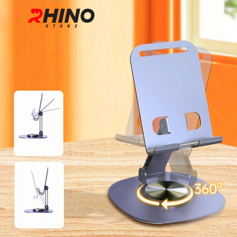 Kệ đỡ điện thoại 360° Rhino KP304, giá đỡ hợp kim nhôm cao cấp để bàn cho tiện lợi có thể gấp gọn - Hàng chính hãng