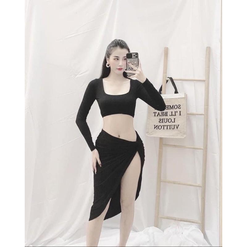 Bikini tay dài kèm khăn quấn siêu sang Ngọc trinh 5 màu kèm ảnh thật và feedback