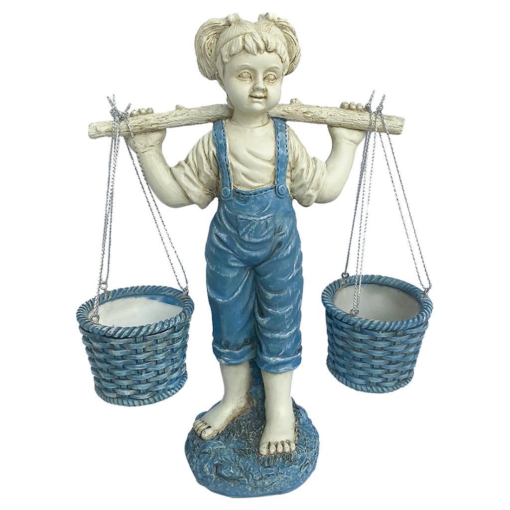 Little Statue Figurines Sculpture Lawn Planter Flower Yard Art