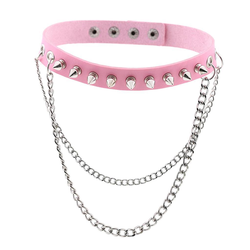 Womens Mens Punk Gothic Collar Choker PU Leather Rivet Necklace