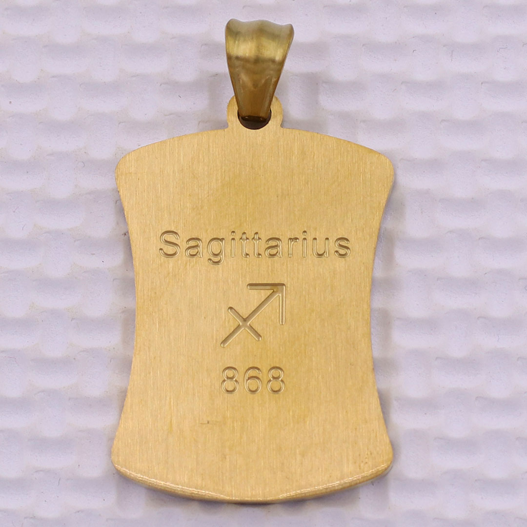 Mặt dây chuyền cung Nhân Mã - Sagittarius inox vàng kèm dây chuyền inox vàng, Cung hoàng đạo