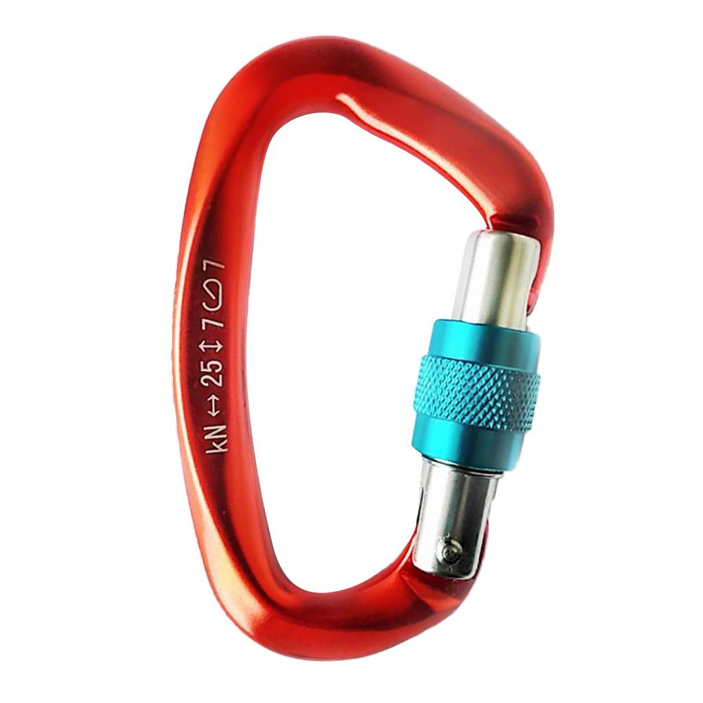 25KN Screw Locking Carabiner Aluminum Rock Climbing Descending Buckle Hook Outdoor Sports Hardware