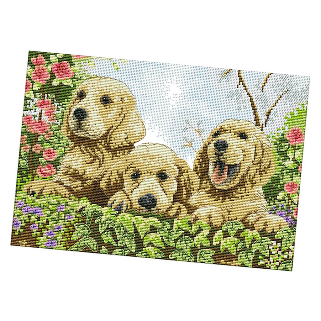Cute Dog Pattern Stamped & Counted Cross Stitch Kits for Woman Beginners DIY