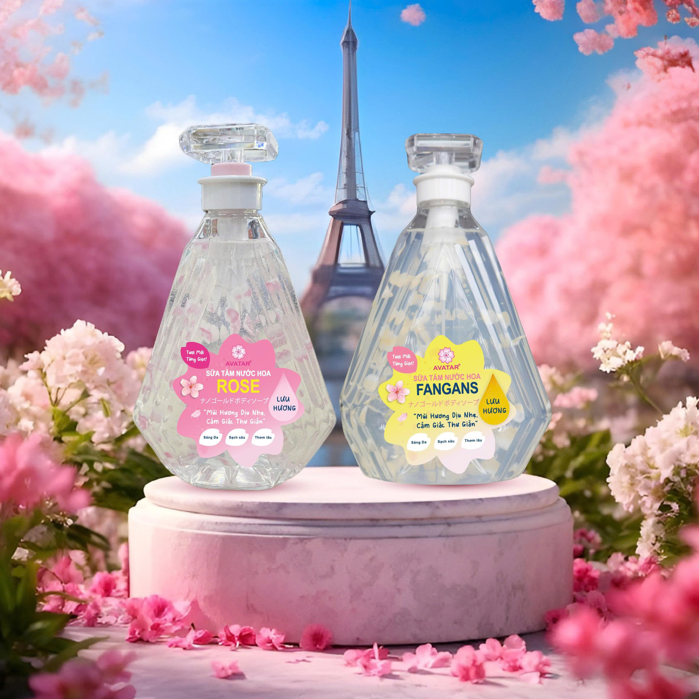 Sữa Tắm Cánh Hoa Tươi Giúp Trắng Mịn Da Hương Hoa Nước Hoa Avatar Fragrans Shower Gel 800 mL