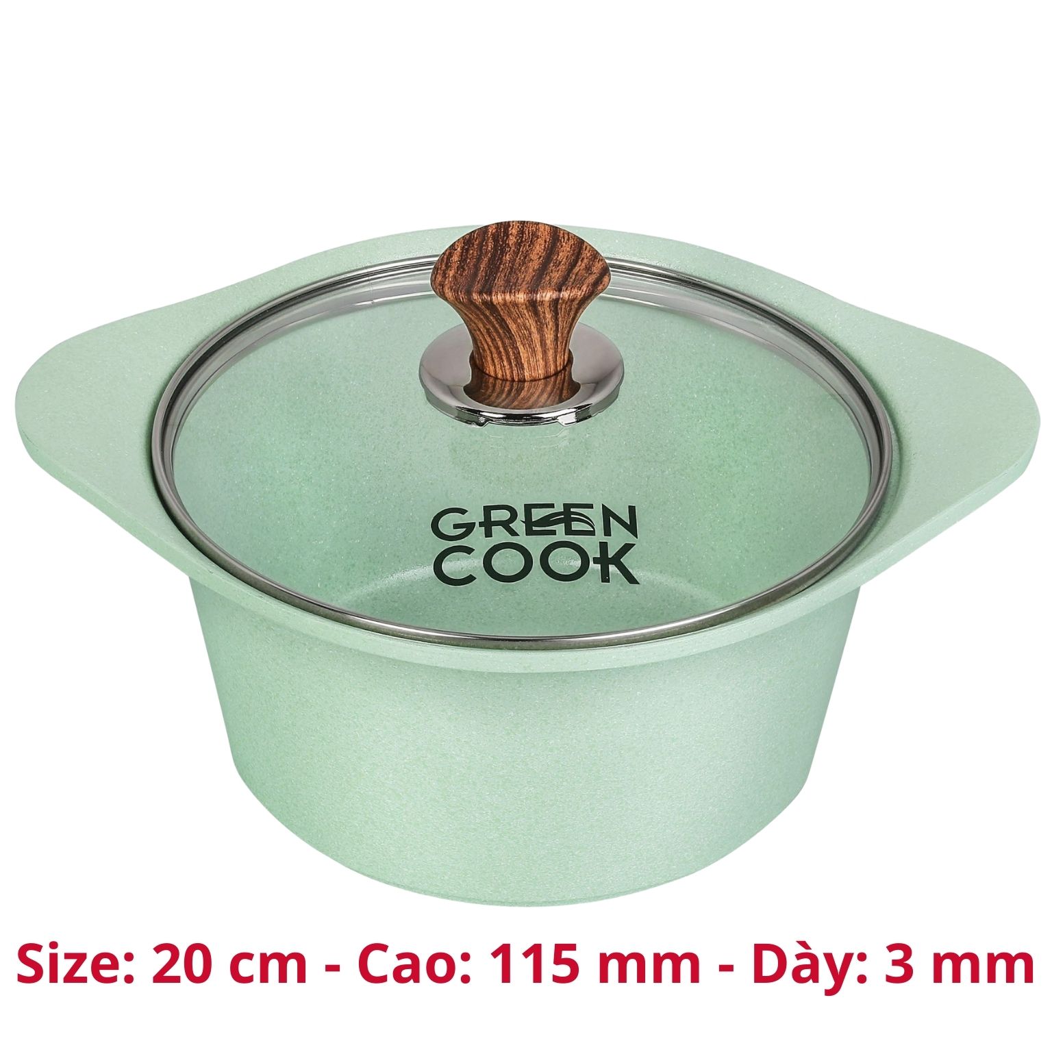 Nồi (quánh) đúc đáy từ Green Cook, nồi chống dính bếp từ men đá xanh ngọc Green Cook GCS05-IH công nghệ Hàn Quốc