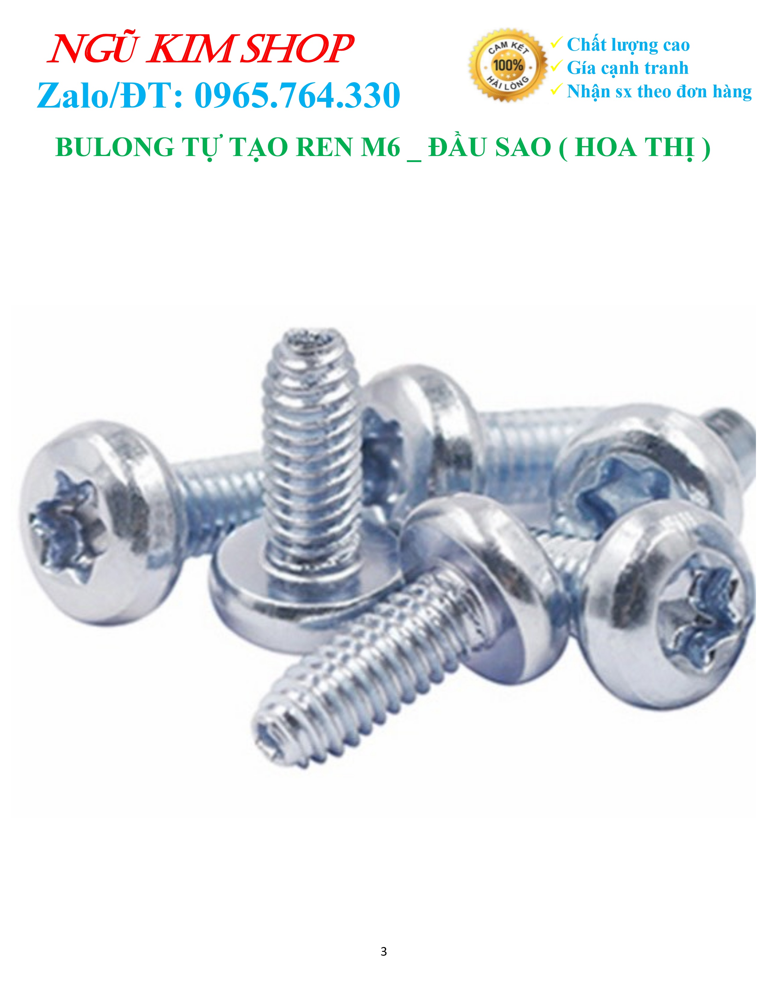 BULONG TỰ TẠO REN M6 _ ĐẦU SAO