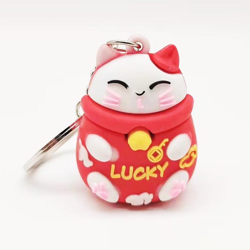 Móc Khóa Mèo Thần Tài May Mắn - Móc Chìa Khóa Lucky Cat Đáng Yêu Duashop