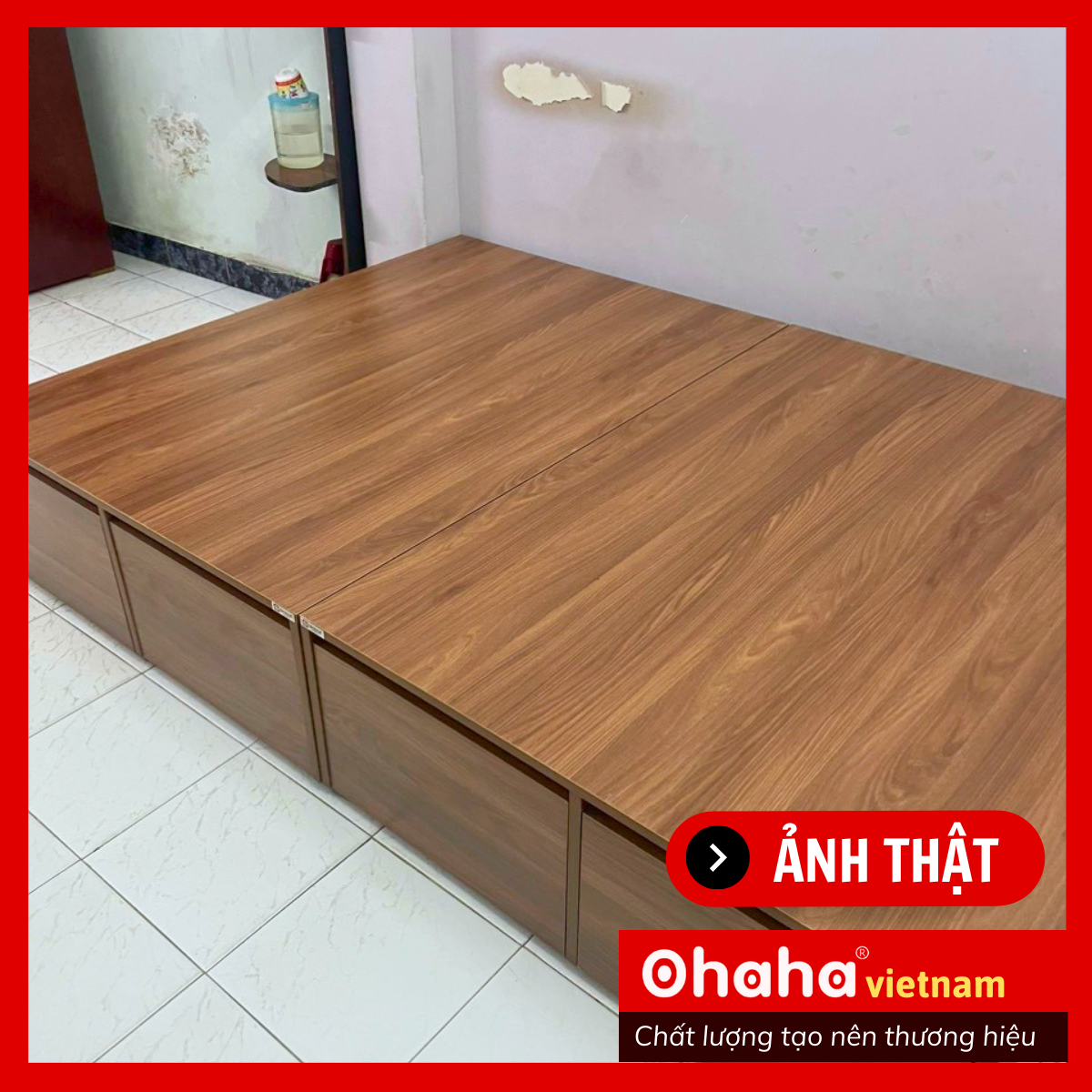 [Kèm Video Thực Tế - Miễn phí vận chuyển &amp; Lắp đặt] Giườn ngủ gỗ công nghiệp cao cấp kiểu hộp 4 hộc kéo chuẩn Bắc Âu - GC044 - 03