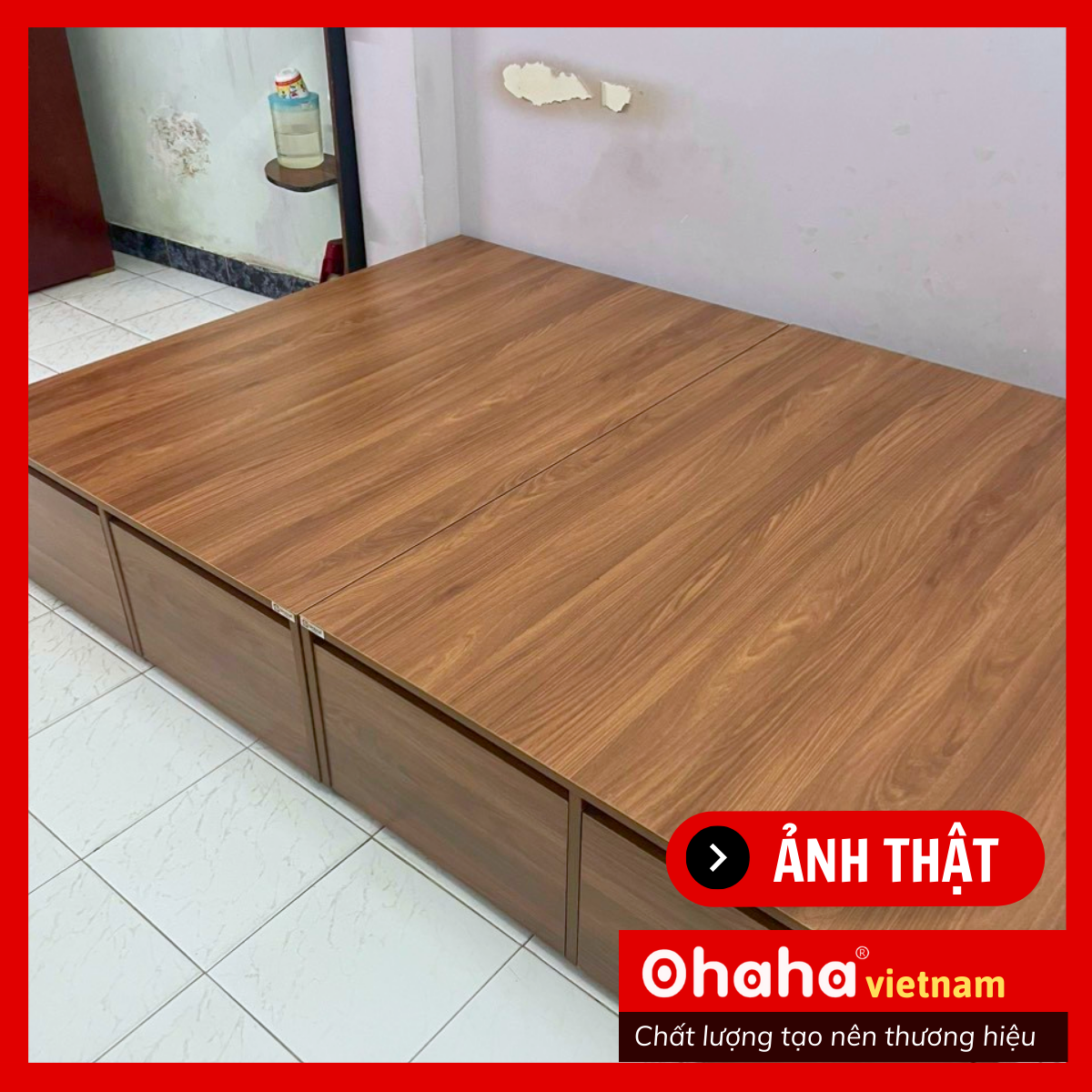 [Kèm Ảnh Thực Tế - Miễn phí vận chuyển & Lắp đặt] GIƯỜNG NGỦ GỖ OHAHA CAO CẤP 4 HỘC KÉO OH050 - KIỂU GIƯỜNG HỘP CHUẨN BẮC ÂU