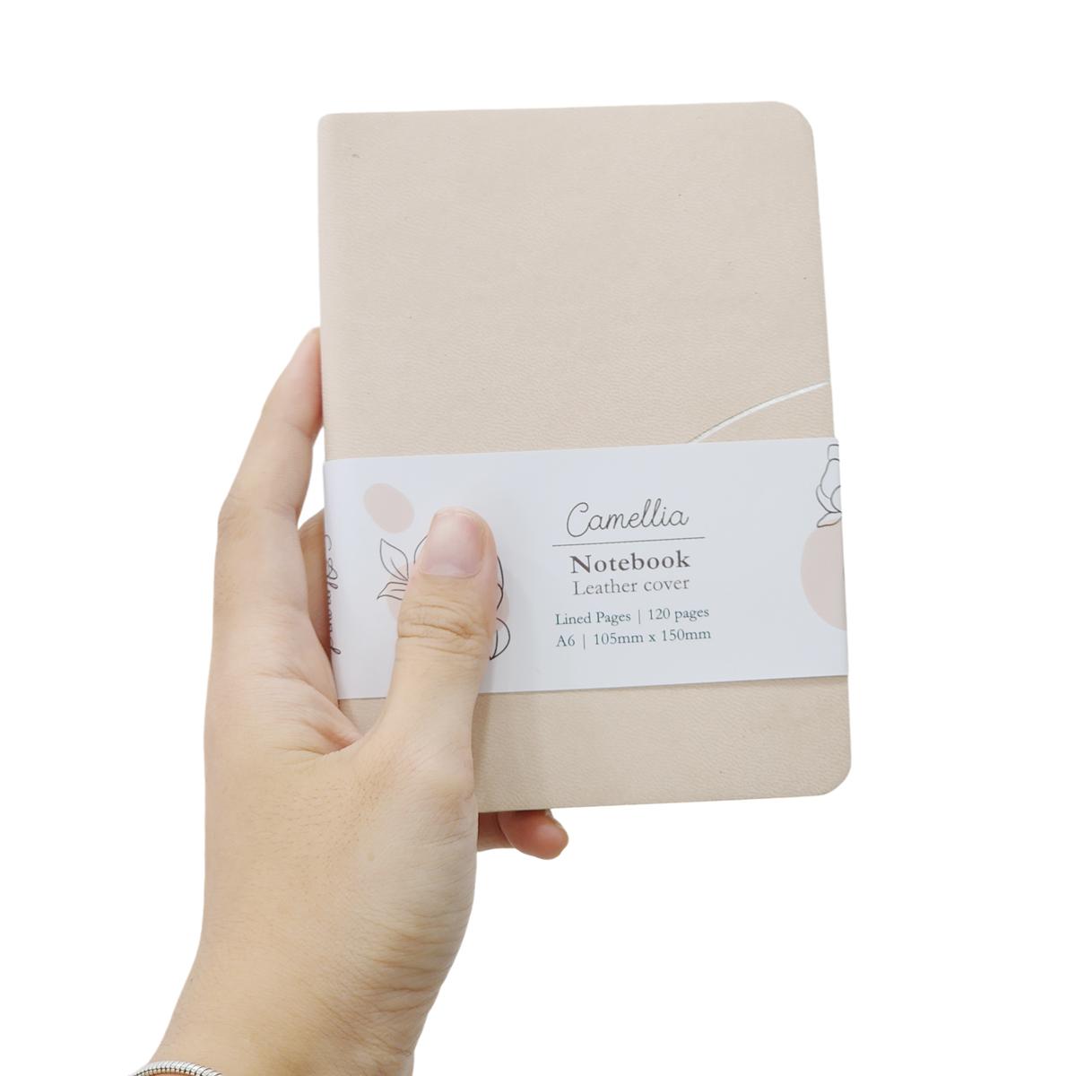 Sổ Da Bìa Cứng Camellia A6 - Kẻ Ngang - 120 Trang 100gsm - The Sun - Almond