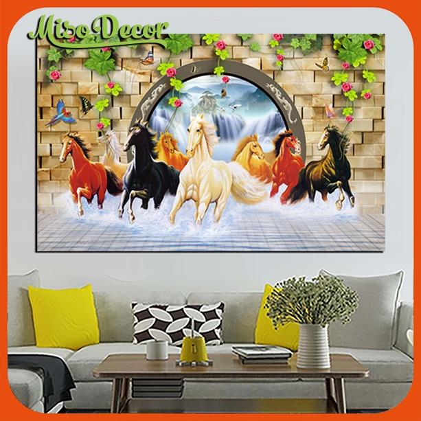 Tranh phong thủy 3D MÃ ĐÀO THÀNH CÔNG - con ngựa in decal ms05