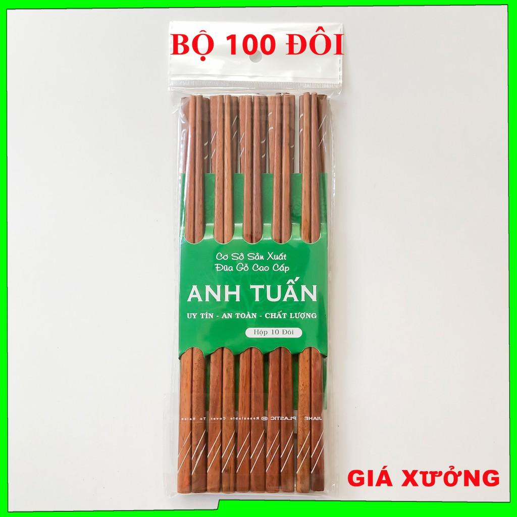 Bộ 100 đôi đũa KHẢM đũa ăn cơm gỗ cao cấp đũa gỗ CẨM HỒNG, đũa đẹp, chống mốc, kháng khuẩn