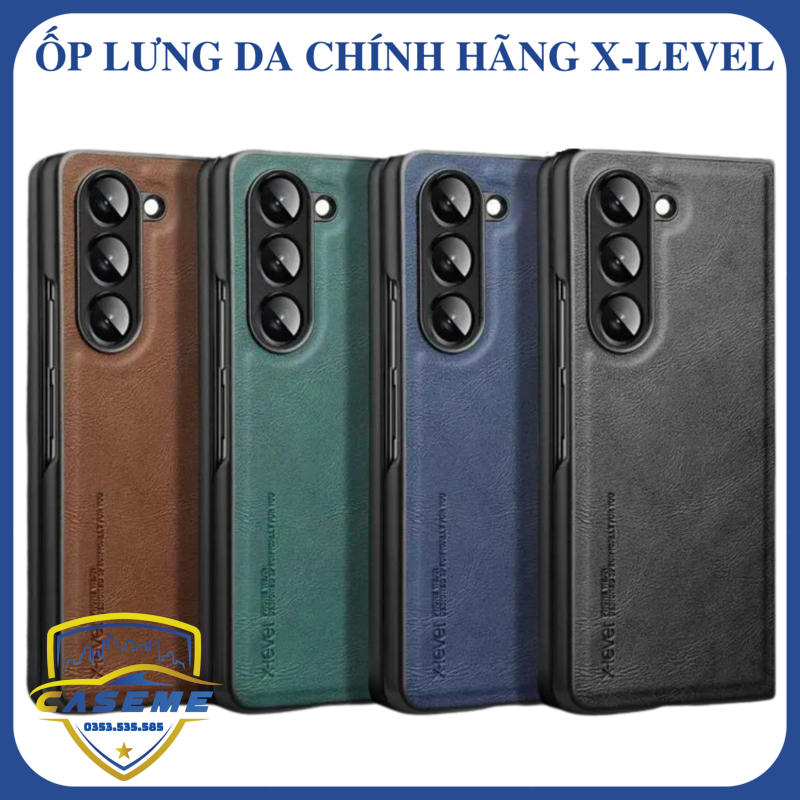 Ốp lưng da dành cho Samsung Galaxy Z Fold5/Z Fold6 hàng chính hãng X-Level cao cấp - Hàng Chính Hãng