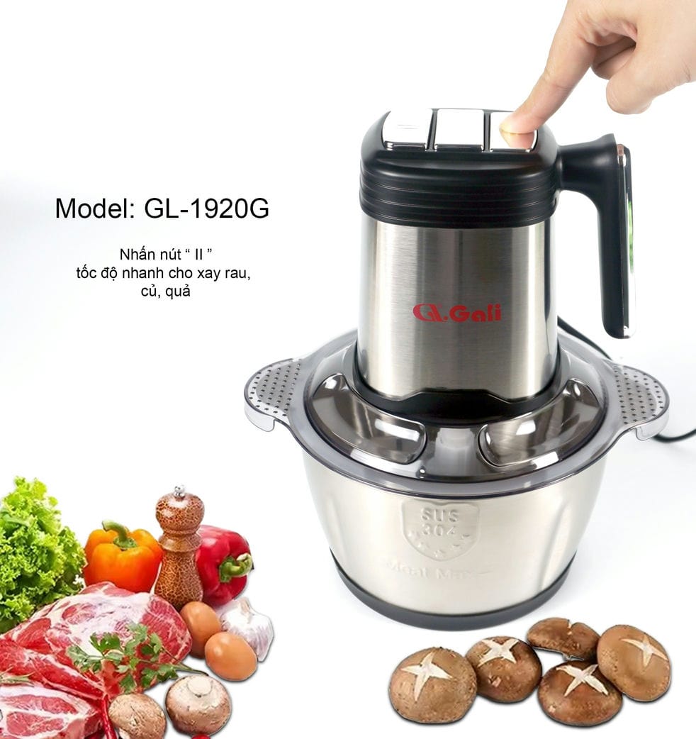 Máy xay thịt Gali GL-1920M Dung tích 2 Lít, Motor 100% bằng đồng, có 3 tốc độ xay. Hàng chính hãng chất lượng cao, bảo hành 24 tháng