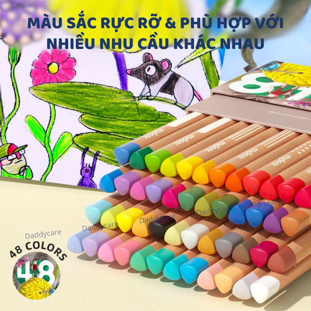 Bút chì màu vẽ tranh cao cấp mideer Vibrant Colored Pencil 24/36/48 màu,Chì vẽ chuyên nghiệp, thiết kế, phác họa cho bé