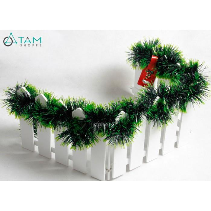Combo 3 Dây đuôi chồn Noel xanh trơn ĐK 9cm dài 190cm X-DCH-02
