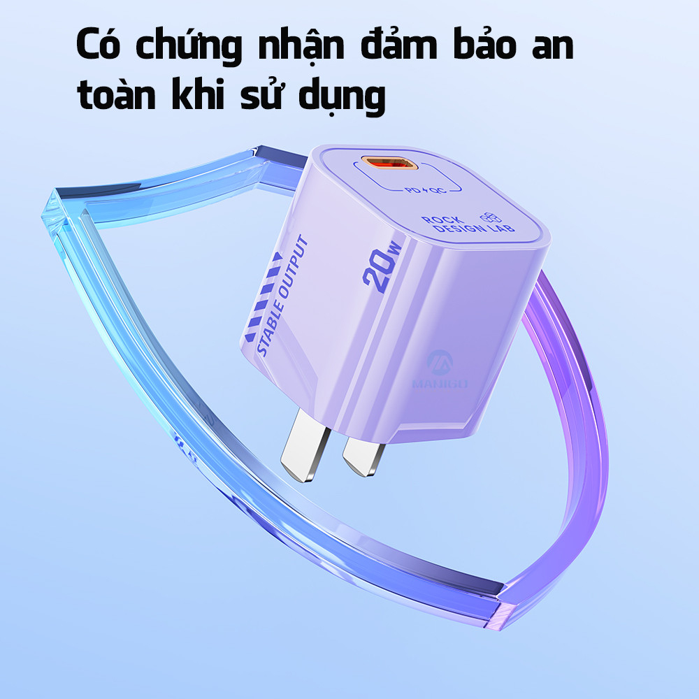 Củ sạc nhanh ip chuẩn PD 20W Rockspace T86 ổn định không nóng hàng chính hãng bảo hành 12 tháng bảo hành 1 đổi 1