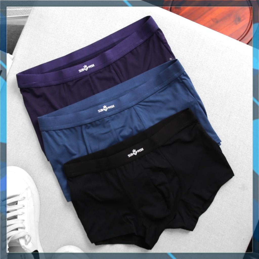 Quần sịp nam đùi thun lạnh cao cấp quần lót tam giác boxer thông hơi bigsize COMBO 3 CHIẾC xuất nhật sunwish