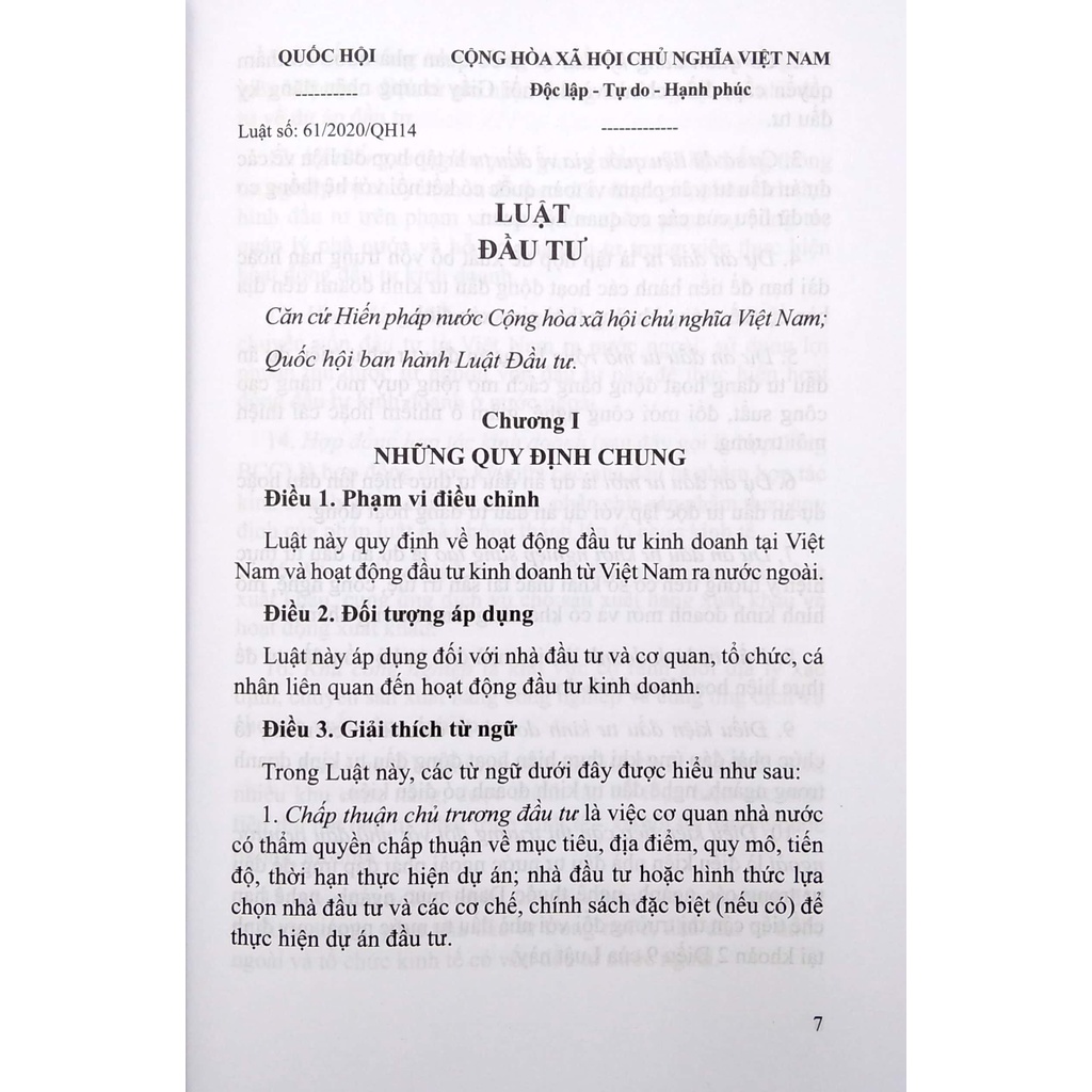Luật đầu tư- đầu tư theo phương thức đối tác công tư (Song ngữ Việt -Anh) có hiệu lực từ ngày 01/01/2021