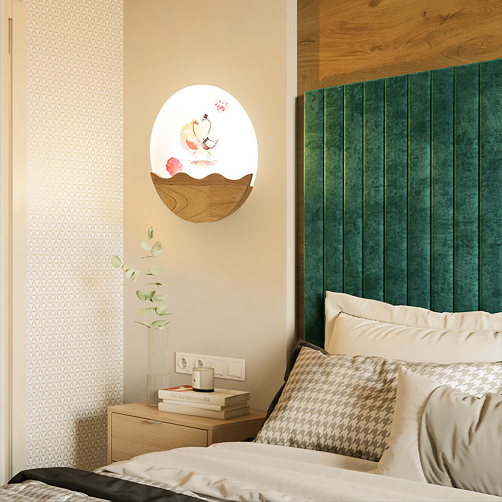 Đèn treo tường gắn tường mica phối gỗ