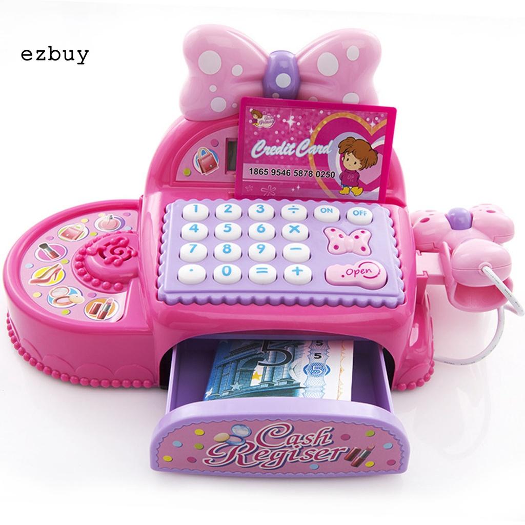 Music Pretend Play Toy Bowknot Cash Register Toy Multi-functional for Kids