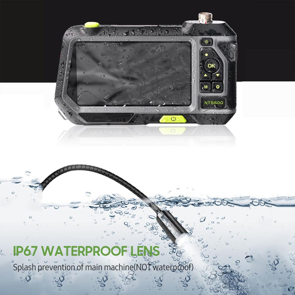 5-inch Large LCD Digital Endoscope 8mm Dual-lens Industrial Endoscope Borescope Automotive Inspection Camera with 4 LEDs Light IP67 Waterproof Lens with 5M Wire for Pipe Drain Sewer Plumbing Vent Sewer Inspection