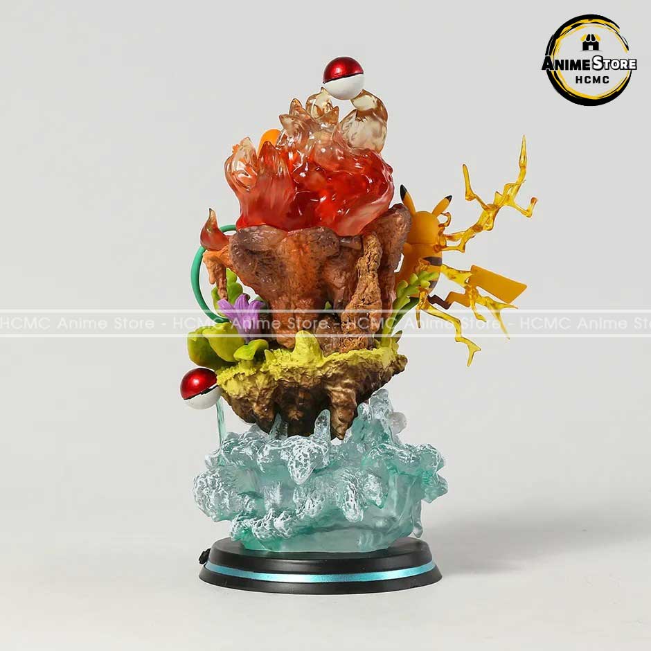 Mô hình Pokemon Evolution Pikachu - Charmander - Bulbasaur - Squirtle có led trang trí