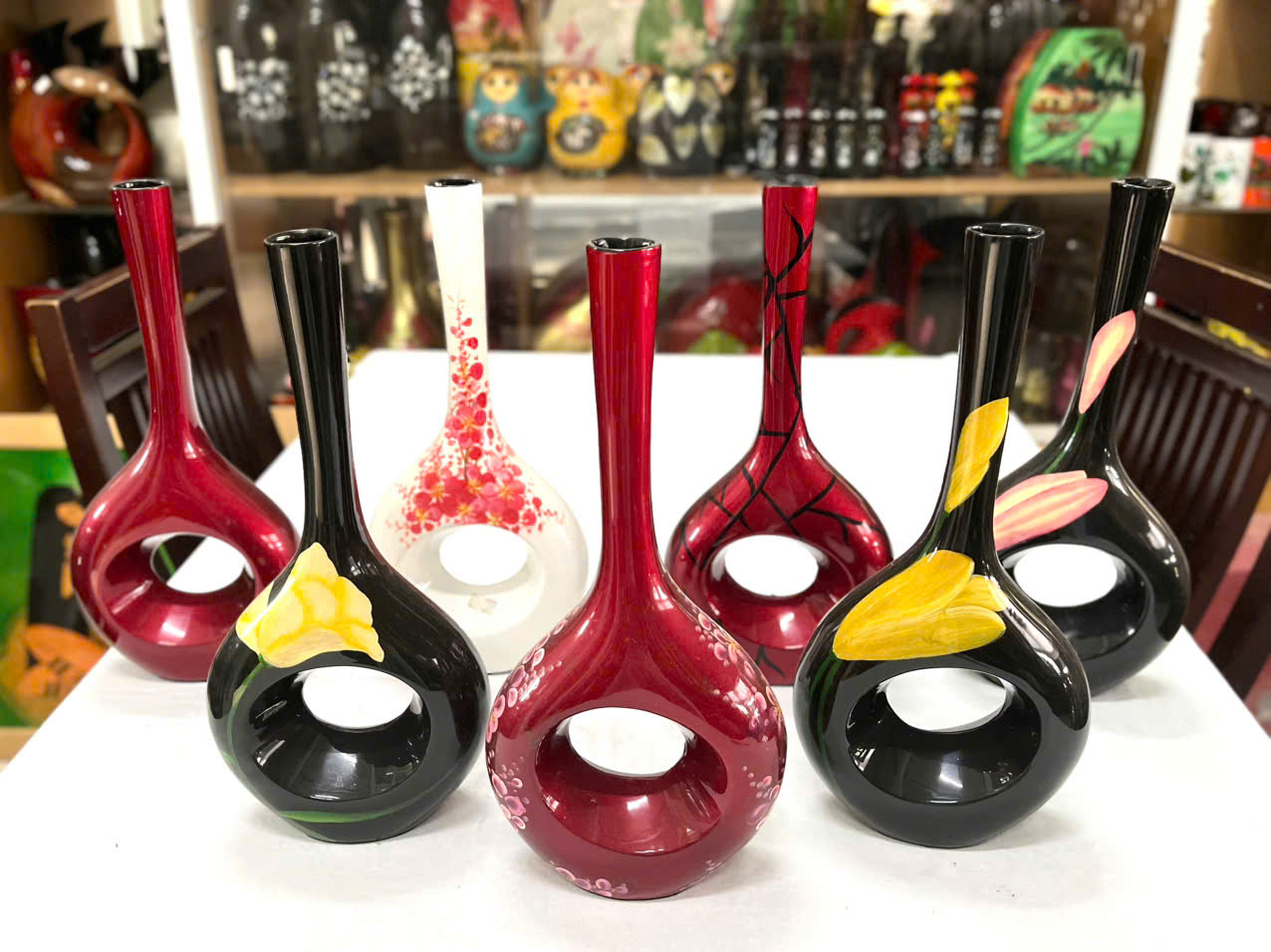 Bình Hoa sơn mài - Mã B70 size 35x16 cm cắm hoa, trang trí kệ, bàn làm việc, quà tặng ý nghĩa