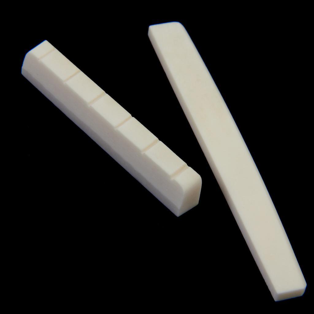 2 Set Of Buffalo Bone Classical Guitar Strings Bridge Saddle End Nut Slotted