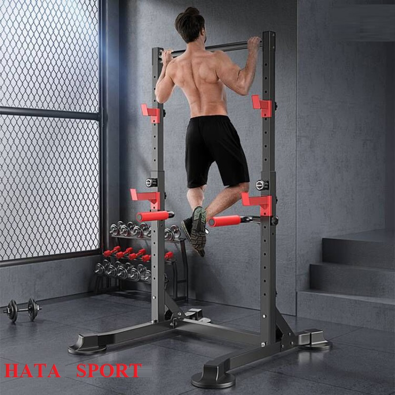 Khung giàn tạ đa năng tập tạ đòn, ghánh tạ, squat kết hợp xà đơn xà kép HT300