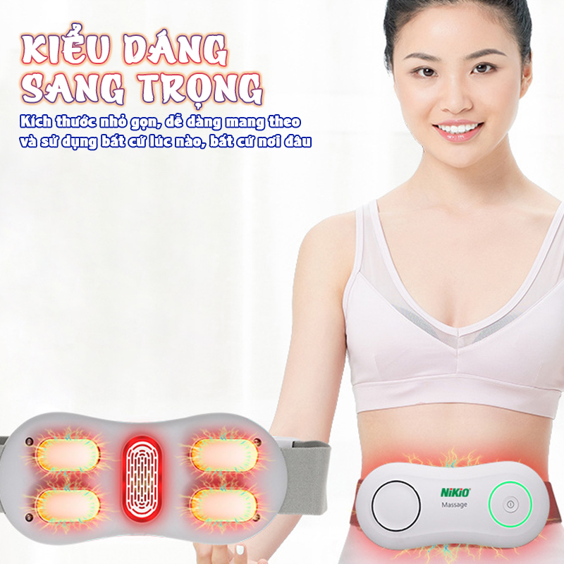 Máy massage bụng pin sạc Nikio NK-161 - Công nghệ xung điện kết hợp chườm ấm