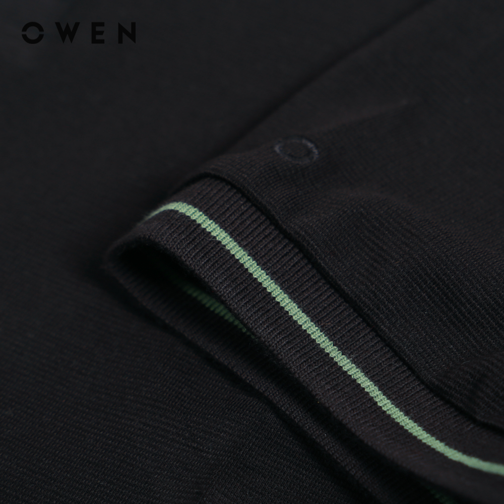 OWEN - Áo polo nam ngắn tay form Bodyfit màu Đen Họa tiết CVC Spandex APV221006