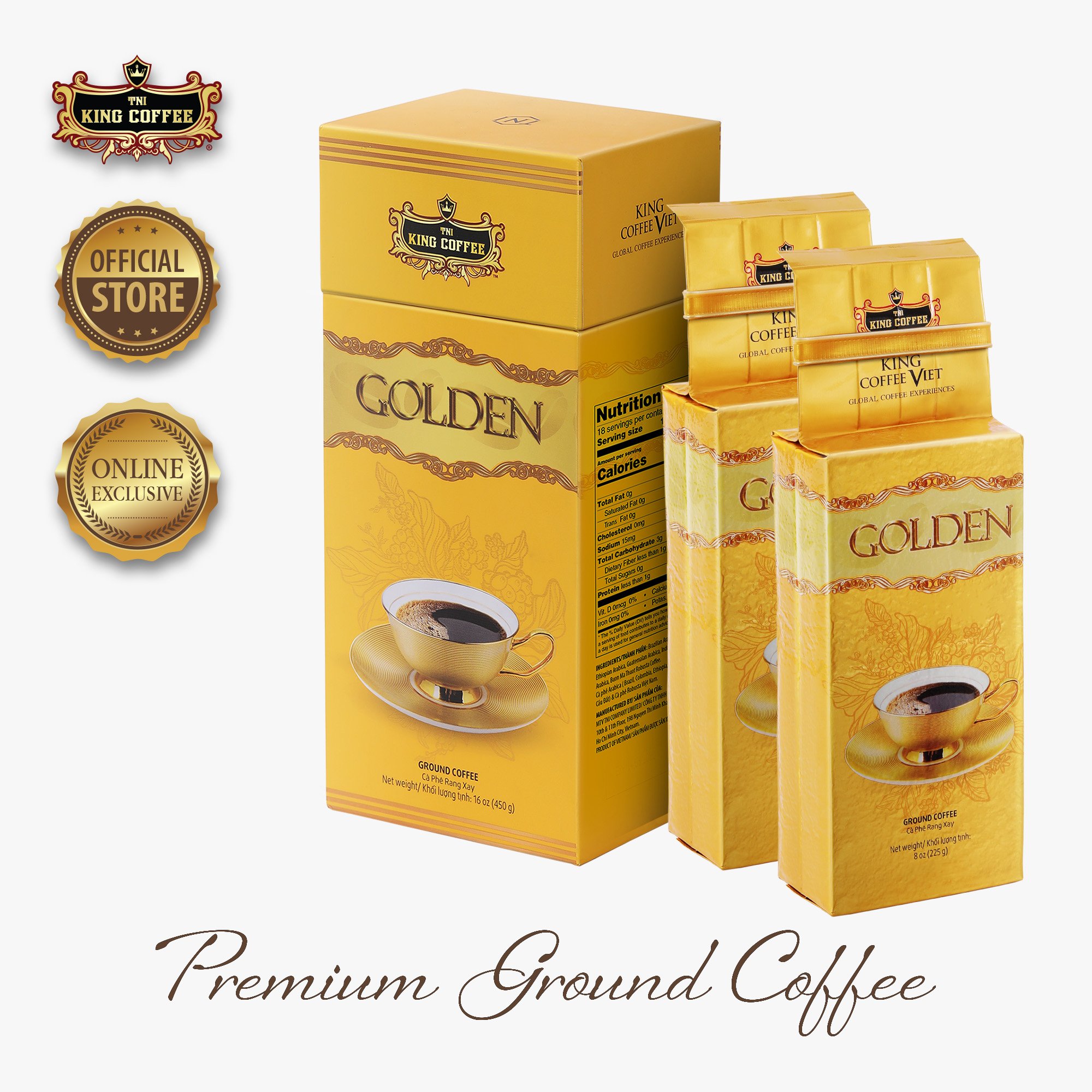 Cà Phê Rang Xay Cao Cấp Golden KING COFFEE - Hộp cao cấp 450g