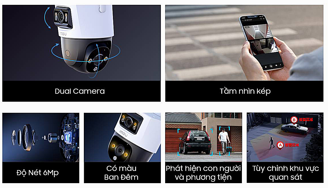Camera wifi 2 ống kính quay quét Cruiser Dual 6MP 10MP IMOU S7XEP 10M0WED - Hàng Chính Hãng