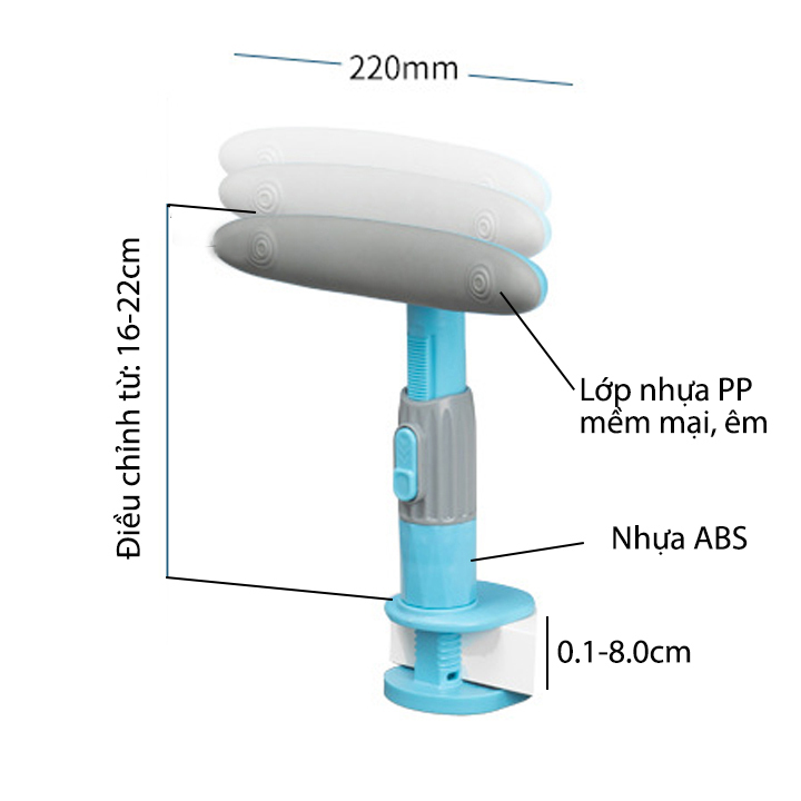 Giá đỡ chống gù lưng, chống cận thị giúp bé ngồi đúng tư thế, bằng nhựa ABS, gắn bàn học