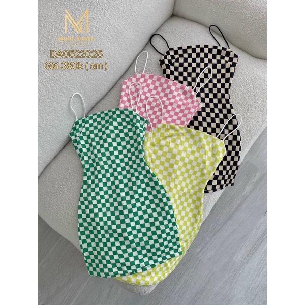 Đầm caro 2 dây hàng chuẩn shop vải len tăm